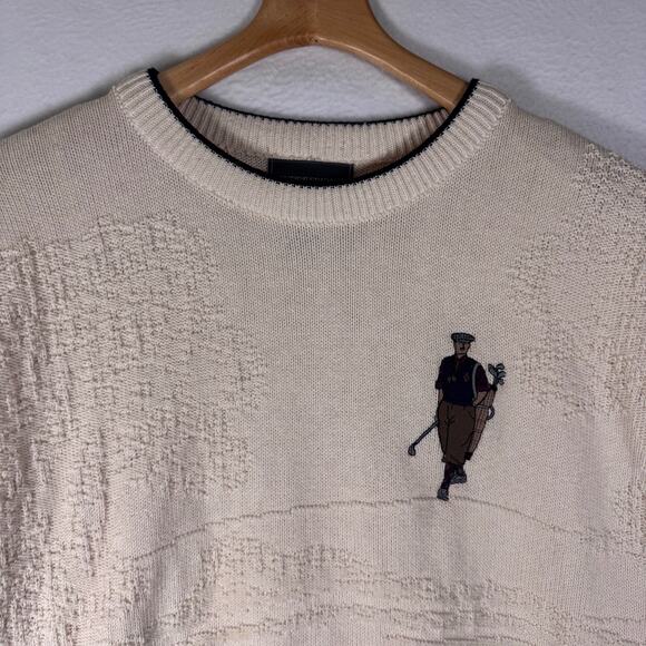 Vintage Expressions Grandpa Knit Sweater Large White Crewneck Golf Grandpacore - Picture 3 of 8